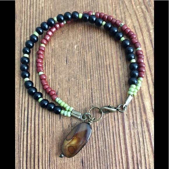 Black and Brown Double Strand Ladies Beaded Bracelet, Handmade Ladies Bracelet - Picture 3 of 6